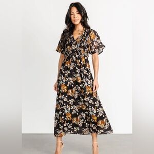 Baltic Born Black Floral Maxi Dress
